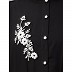 Front open Contrast embroidery abaya- Black